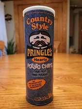 1960-70's Vintage Pringles Country Style Hearty Potato Chips Can Empty 4 1/2 Oz
