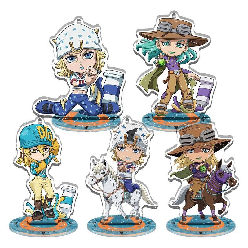 5PCS JOJO Steel Ball Run SBR DIO Keychain Acrylic Desktop Standee