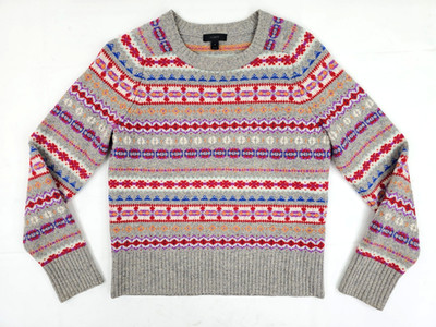 JCREW Holly Fair isle Nordic 100% Wool Crew Neck Sweater Women S, Multicolor