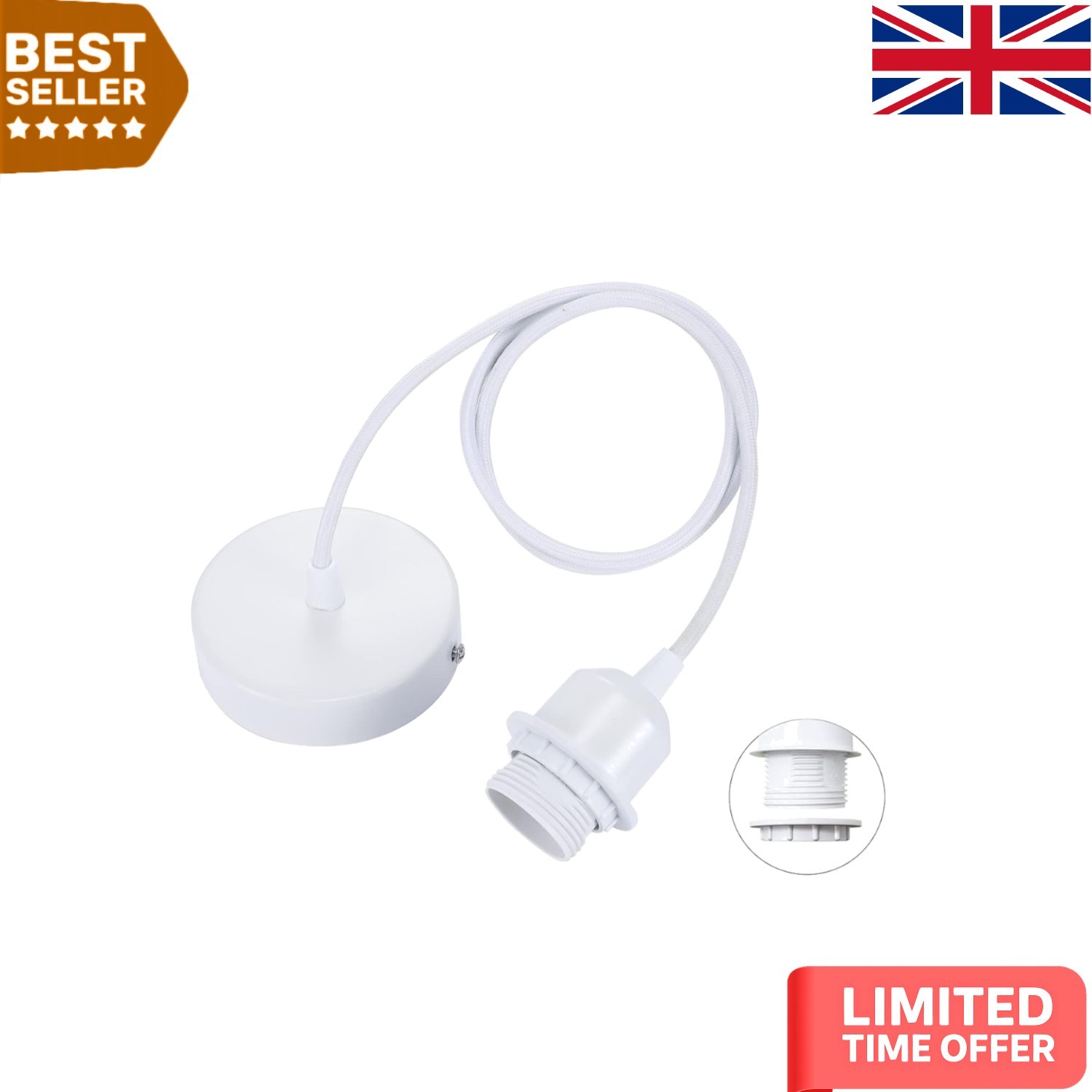Versatile Ceiling Pendant Light with Adjustable 100cm Braided Cable - E27 Holder