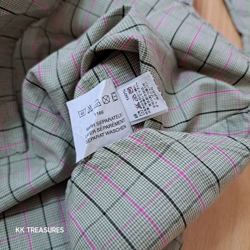 Gap 80’s Two Ply Poplin Shirt Grey Khaki Pink Check Long Sleeve Mens XL New - Picture 11 of 12