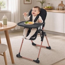 3-in-1 Portable High Chair, Adjustable Feeding Chair with Double Trays, Compa...