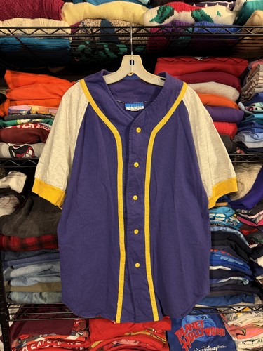Vintage Headliners Sport Shirt Mens Large Purple Baseball Jersey Button USA 80s - Image 1