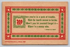 1907 R.L. Wells Inspirational Poem Postcard - "Sunny Side" Edwardian Art Nouveau
