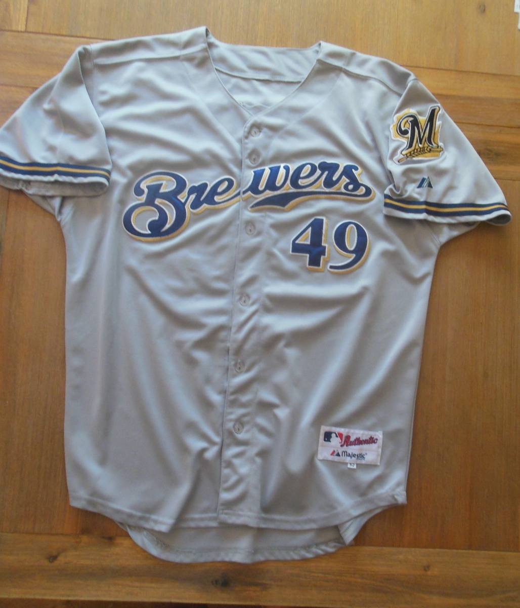 C418-47 BREWERS ブルワーズ GALLARDO 49 ユニフォーム Milwaukee Brewers Gallardo Football jersey #49 Button up Size 52