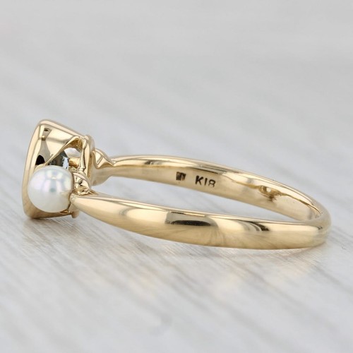 0.76ct Ovalado Aguamarina Cultivada Anillo de la Perla 18k Oro Amarillo Talla 9 - Imagen 3 de 10