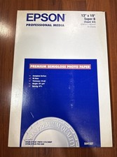 Epson Premium Photo Paper, 10.4 mil, 13 x 19, Semi-Gloss White, 20/Pack