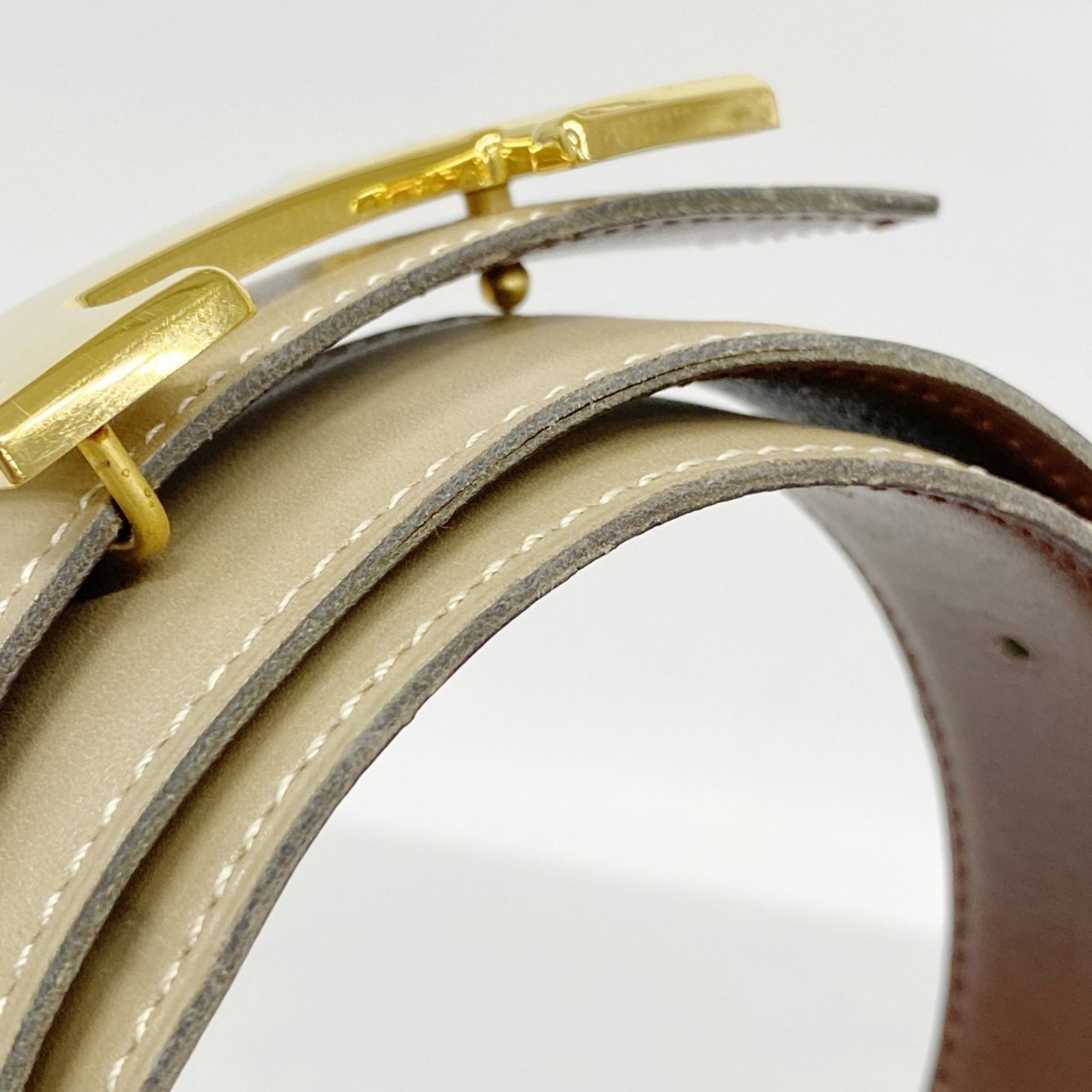 Hermes Hermès Constance Belt, Box Calf Leather, Beige/Brown, □B St... GZl1fcgq thumbnail 6