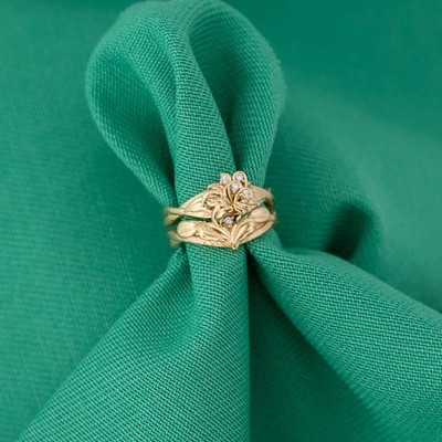 Disney X RockLove 'Tangled' Rapunzel Sundrop Flower Stacker Rings Gold - Size 7