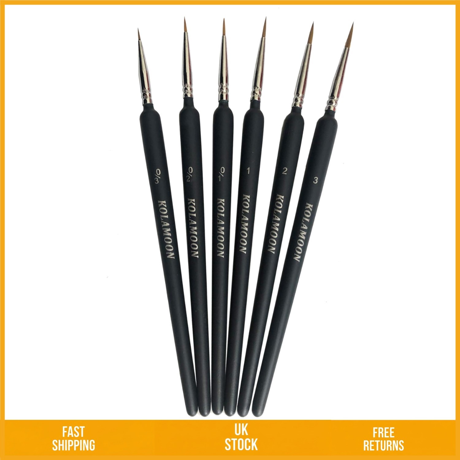 Professional Fine Detail Miniature Artist Paint Brushes For Acrylics 6 Pieces