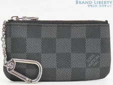 Louis Vuitton Damier Graphite Card Key Case Pouch with Key Ring Coin Used