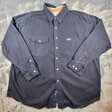 Carhartt Mens XXL Navy Long Sleeve Button Down Work Shirt Heavyweight Cotton