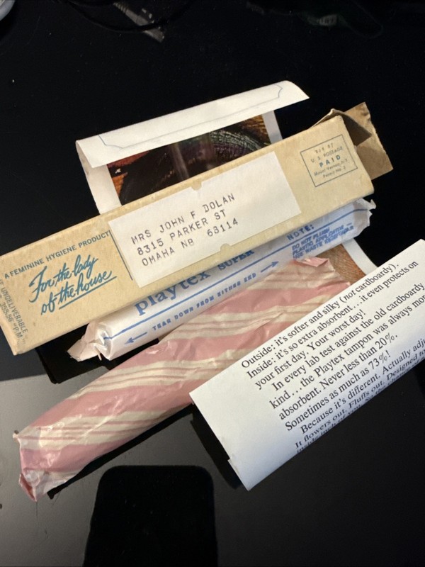1969 Vintage Playtex Tampons retro 60's fashion Eye Make-up Mailer With Box