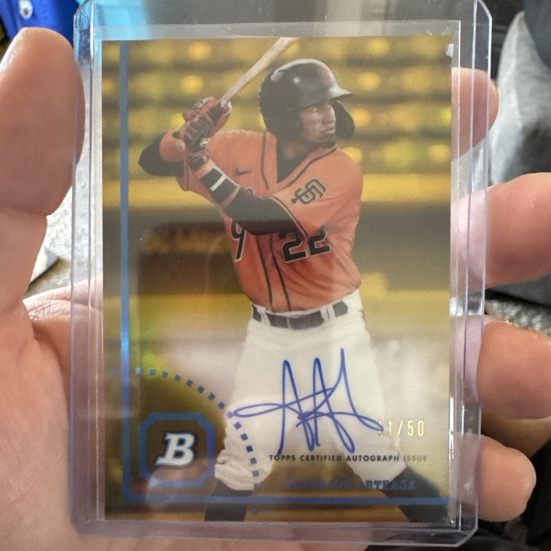 2022 Bowman Heritage Chrome Aeverson Arteaga Gold Auto /50 Giants CPA-AA