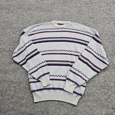 Vtg Comfort Knit Sweater Mens L Multicolor Geometric Pattern Grandpa Made in USA