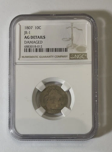 1807  JR-1, 10 Cent NGC  AG Details-Damage  Draped