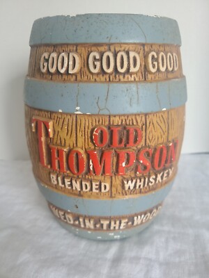 VINTAGE '' OLD THOMPSON WHISKEY''BACK BAR BEER CHALK WARE BANK DISPLAY
