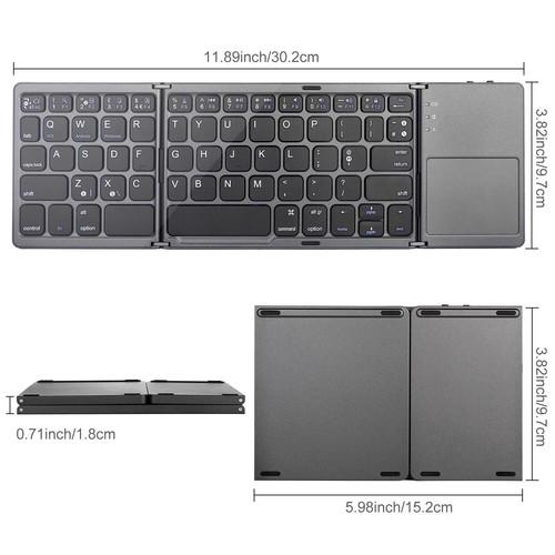 Pocket-Size Touchpad Foldable Bluetooth Keyboard for Android Windows iOS Tablet - Picture 11 of 13