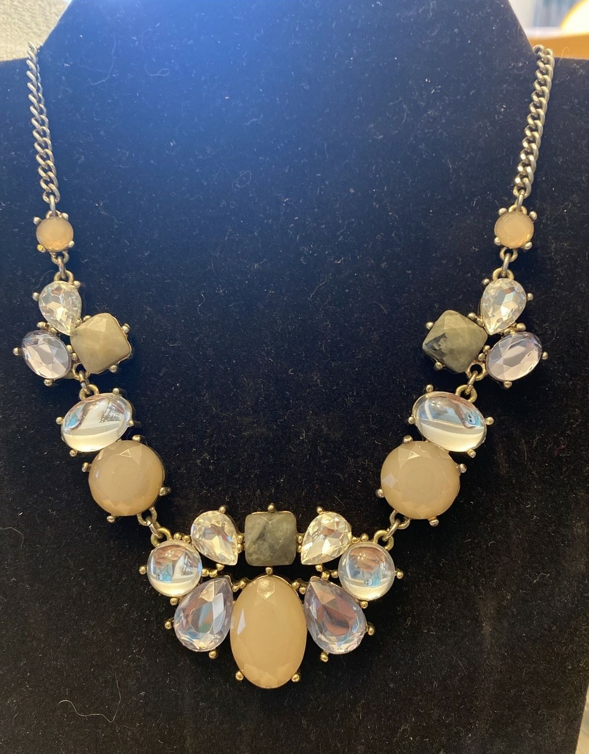 Bold Rhinestone Statement Necklace with Faceted B… - image 1