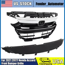 Front Bumper Grille & Grill Cover Assembly Kit For 2021-2022 Honda Accord 4-Door