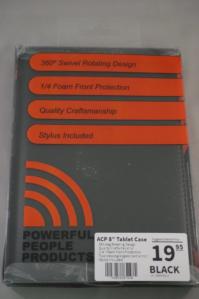Funda tipo folio para tablet ACP negra de 8" - con lápiz óptico y (2) vidrio endurecido Foto 2 de 4