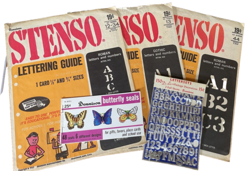 Ensemble de lettres sceaux papillons sceaux 1965 scellés dans son emballage d'origine Dennison Stenso Guides dans son emballage d'origine - Photo 1 sur 12