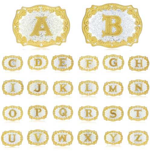 Moranse Western-Gürtelschnalle Mit Initiale A-Z - Runde Blumenherz-Design Für Cowboy-Stil