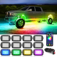 Q1 Max RGB+IC Rock Lights Chasing Dream Color, 12 Pods, 24LEDs/Pod Super Bright