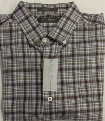 New Daniel Cremieux Men's Long Sleeve Shirt Rustic Brown Plaids Size M $23.00