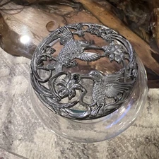 Pewter Hummingbirds   Vintage 1989 Radcliffe  Potpourri Trinket Jar