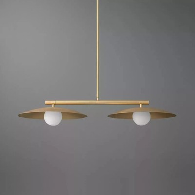 2 Light Pendant Mid Century Modern Raw Brass Sputnik chandelier light Fixture
