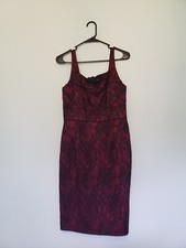 Adrianna Papell Women 6 Evening Cocktail Dress Magenta Floral Lace Sleeveless 