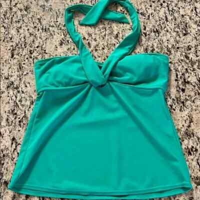 PBX Basics Green Halter Tankini Bathing Suit Top Size L
