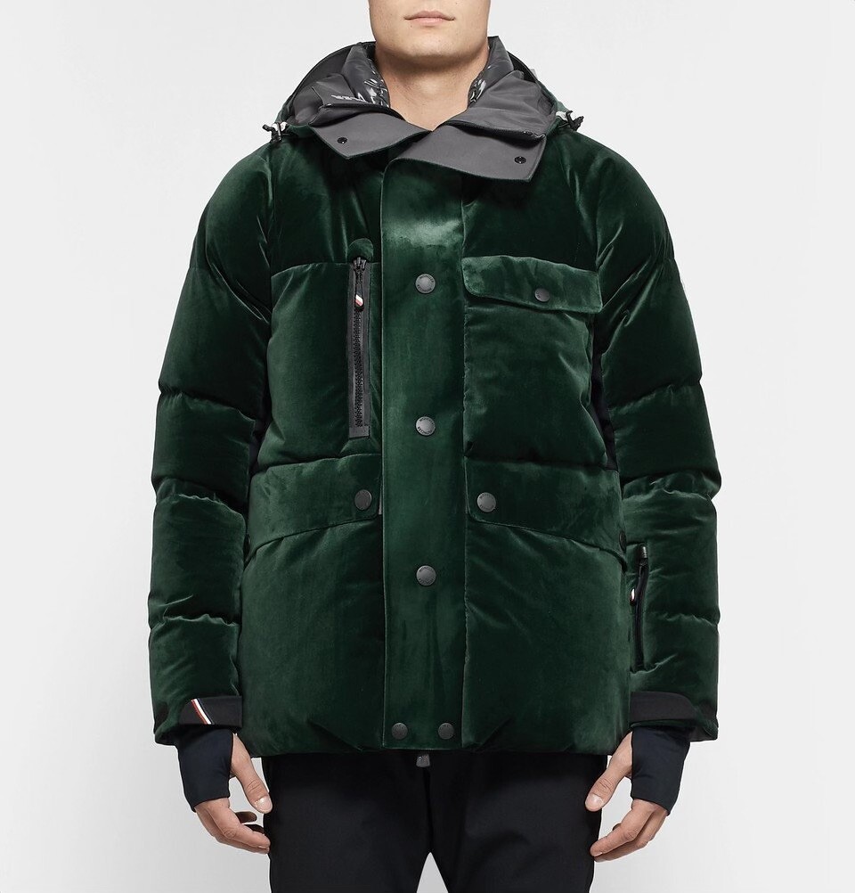 Moncler Genius 3 Grenoble Velvet Hooded Down Jacket Green Moncler Genius 3 Grenoble Velvet Hooded Down Jacket Green