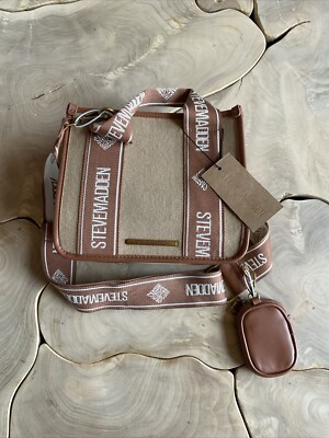 Steve Madden Khaki Denim Crossbody Satchel Brown Tan Logo
