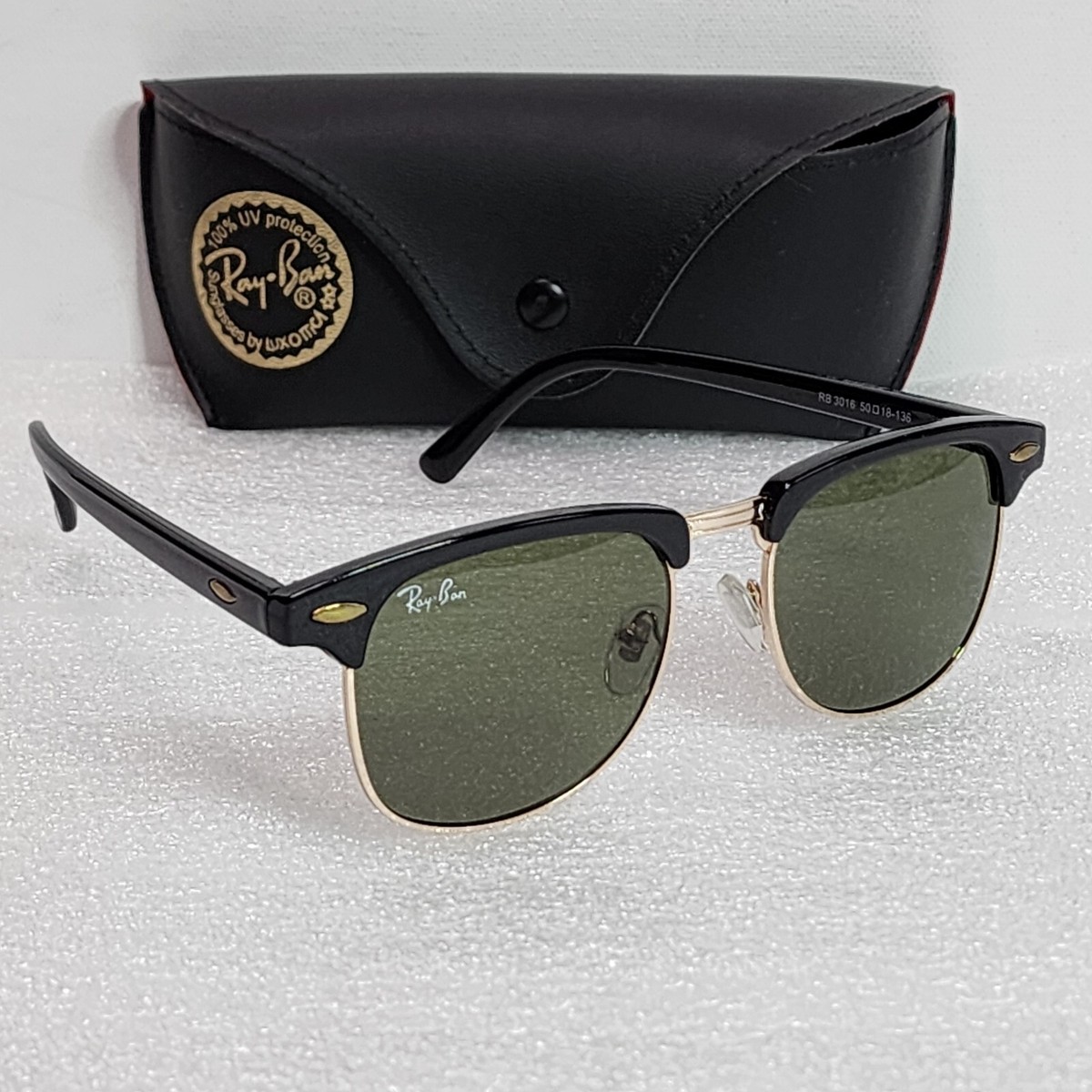 Ray Ban RB3016 Clubmaster 50 -18 - 136 Black Classic Sunglasses