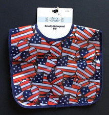 Little Cuties Waterproof Bib American 4th Of July Flags Hearts Stars 0-12 MO
