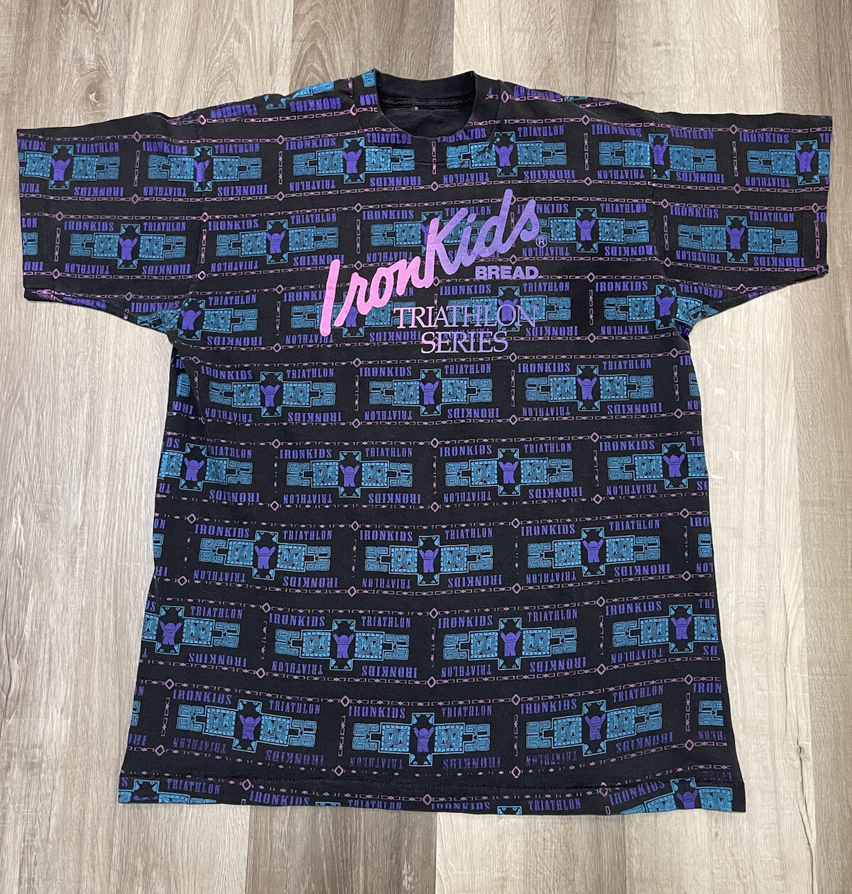 1990s Iron Kids Bread Triathlon Series All Over Print… Gem