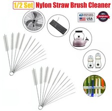 1/2Set Nylon Straw Brush Cleaner Bottle Tube Pipe Small Long Cleaning Tool White