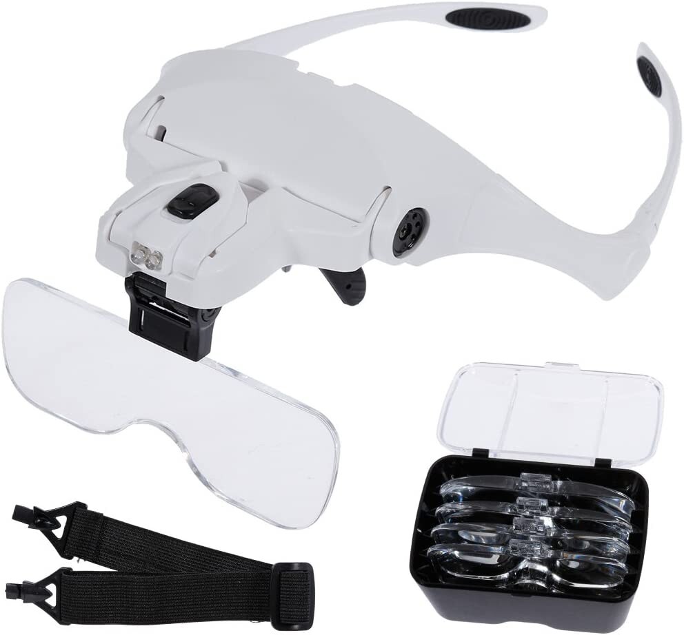 Loupe lunette éclairante 2 LED pour lecture et travaux de haute précision