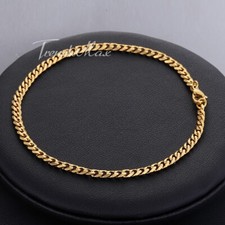 3mm 9" Gold Plated Curb Link Chain Stainless Steel Anklet Bracelet for Lady Girl