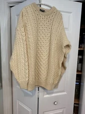 NEW Aran Woolen Mills Sweater  Irish Fisherman honeycomb Wool Ireland UNISEX XL