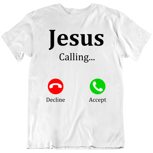 God Christ Christian Jesus Calling Phone Funny T-Shirt Tee Gift New - Picture 1 of 11