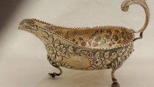 RARE S. KIRK & SON STERLING SILVER FIGURAL REPOUSSE SAUCE BOAT