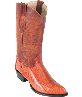 LOS ALTOS MEN COGNAC GENUINE OSTRICH LEG WESTERN COWBOY BOOT J-TOE (D) 990503
