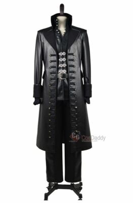 Once Upon A Time Captain Hook Black Jacket Outfits Halloween Cosplay Costume