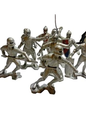 Louis Marx & COmpany Vintage 1964 Lot of 9 pcs. Silver Knight Soldiers-READ!