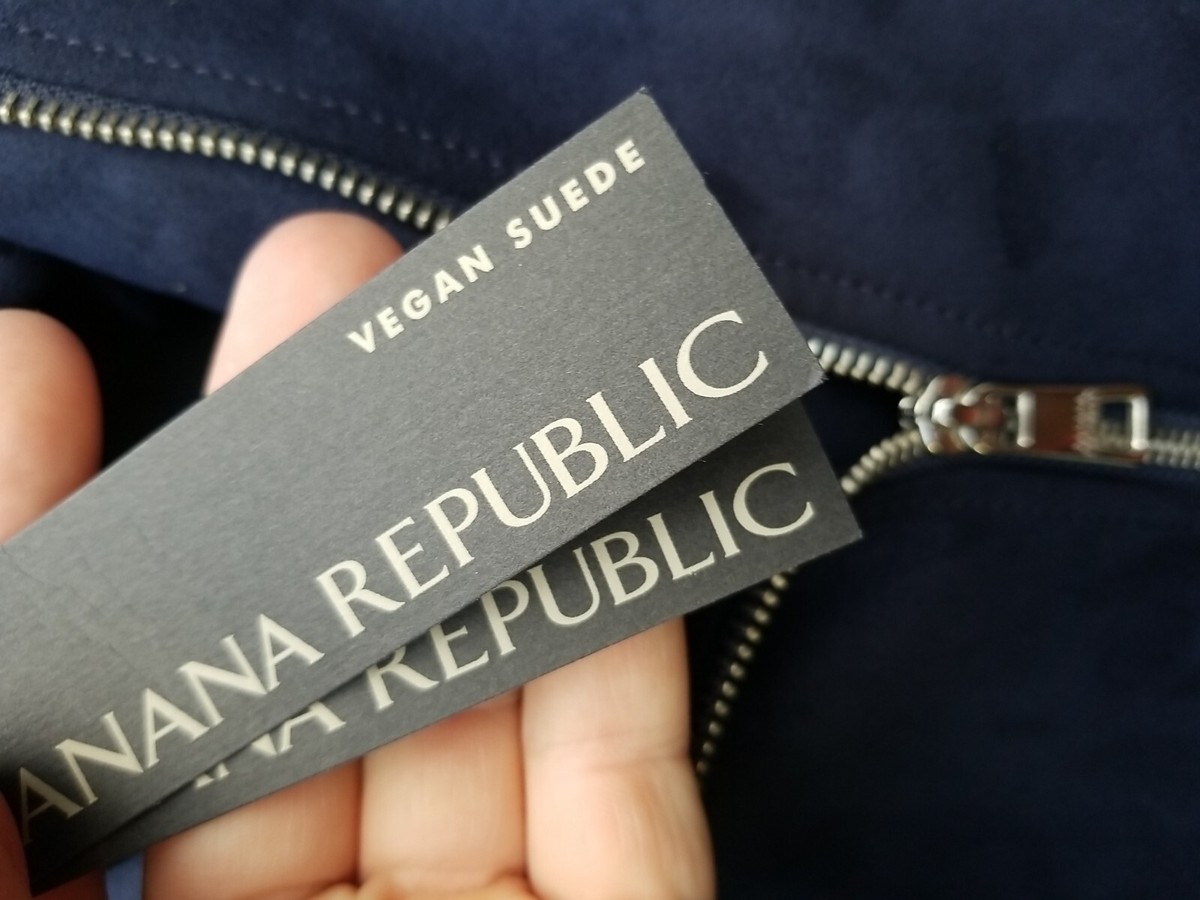 NWT! Banana Republic Vegan Suede Moto Jacket Blue Size XS | eBay