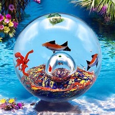 Murano Style Art Glass Underwater Ocean Reef Fish Aquarium Paperweight