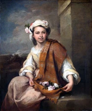 SPRING AS A FLOWER GIRL 1660 SPANISH PAINTING BY BARTOLOME ESTEBAN MURILLO REPRO